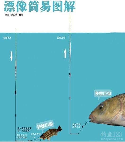 跑鉛釣法大魚小魚吃鉤漂相圖
